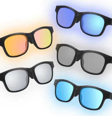 Akıllı Ses Güneş Gözlüğü Hoparlör Bluetooth Gözlük Gümüş Ayna Lens